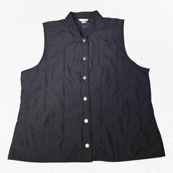 Christopher and Banks Black Quilted Lightweight Snap Button Down Vest Size XL - Picture 1 of 10